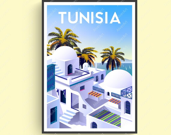 Tunisia Poster Sidi Bou Said Poster Africa Poster Tunisia Travel Print Africa Wall Art Unframed