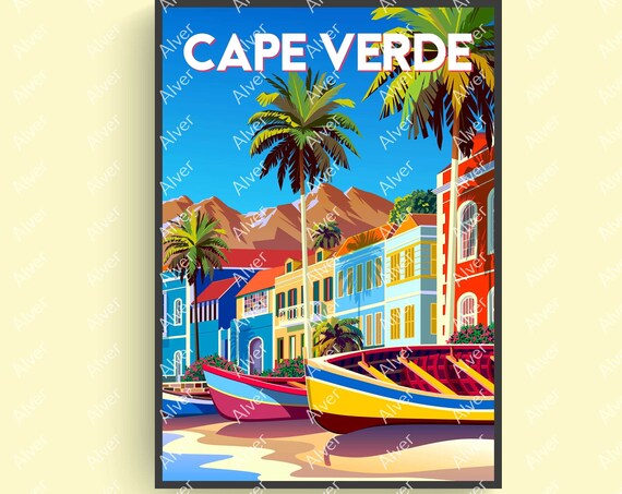Cape Verde Poster Cabo Verde Travel Print Tropical Print Africa Wall Art Art Unframed