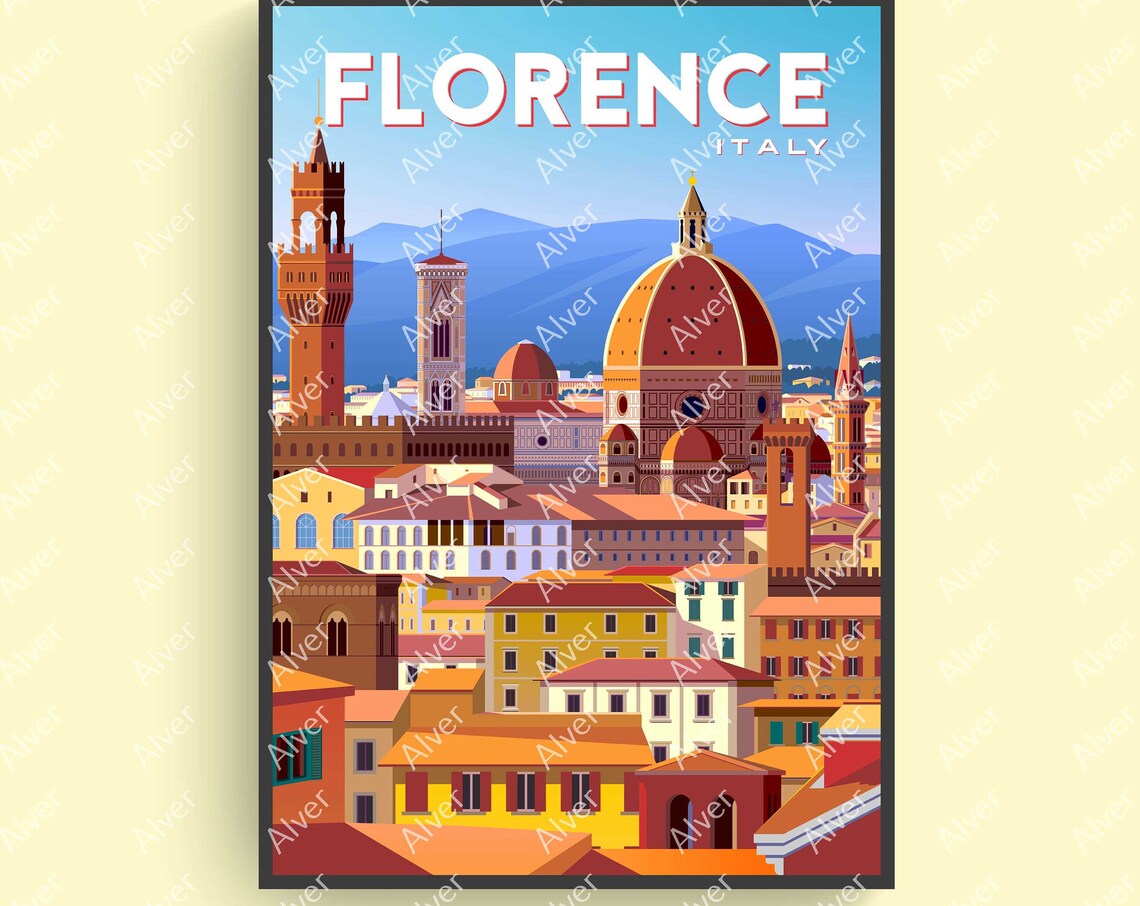 Florence Italy Duomo Cathedral Renaissance Cityscape Art Poster