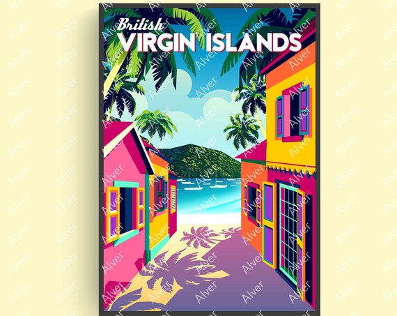 Caribbean Poster Virgin Islands Poster Tropical Print Caribbean Travel Print Caribbean Wall Art Unframed