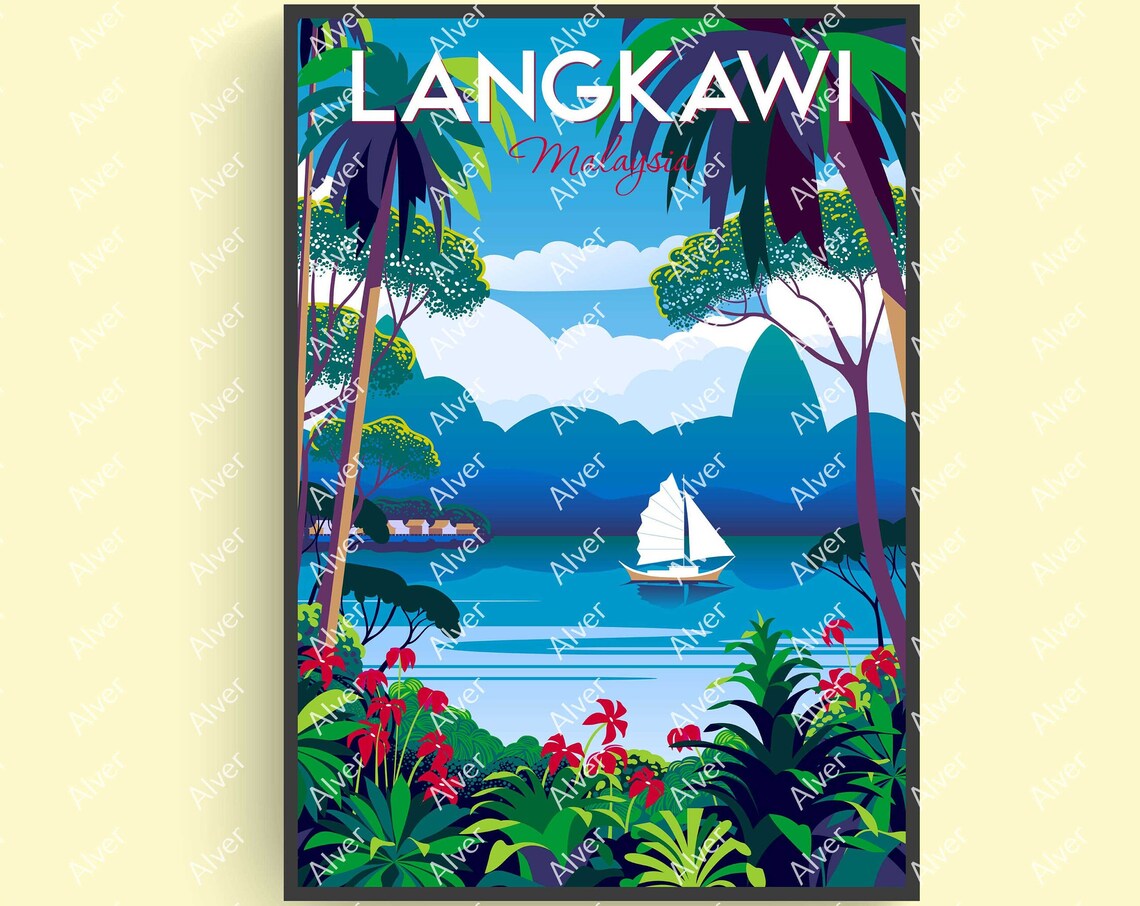 Langkawi Poster Malaysia Poster Tropical Travel Print Malaysia Wall Art Unframed