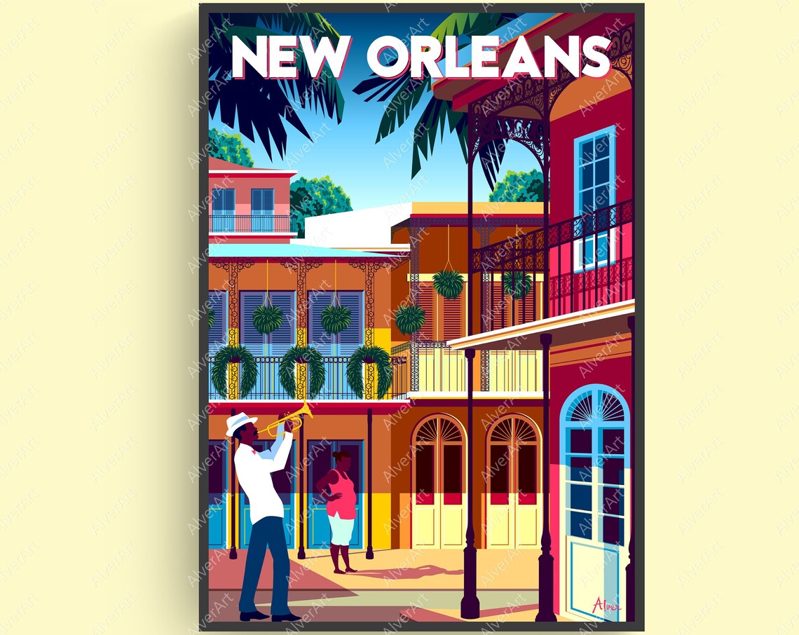 New Orleans French Quarter Street Musician Trumpet Jazz Poster