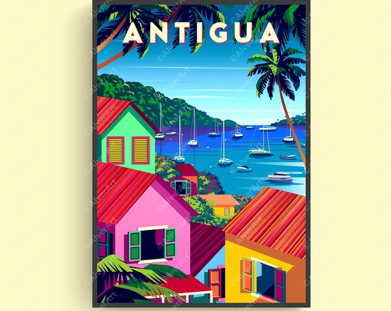 Caribbean Poster Antigua Poster Tropical Print Caribbean Travel Print Caribbean Wall Art Unframed