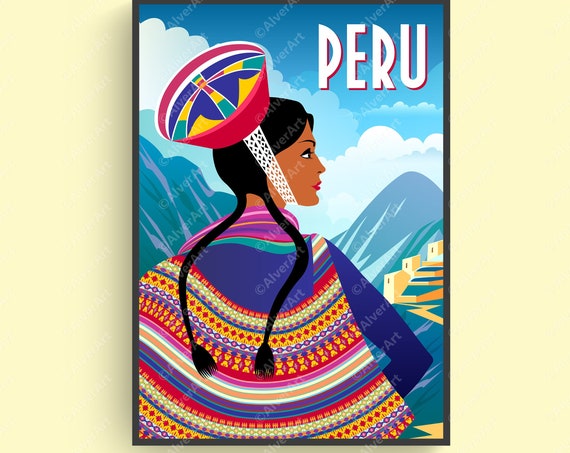 Peru Poster Peru Travel Print Peru Wall Art Indian Woman National Clothes Art Unframed