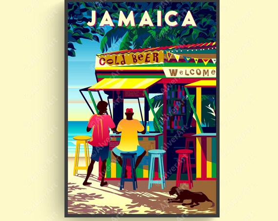 Caribbean Poster Jamaica Poster Tropical Print Caribbean Travel Print Caribbean Wall Art Unframed