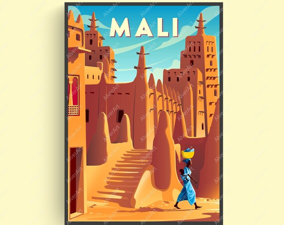 Mali Poster Africa Poster Africa Travel Print Africa Wall Art Art Unframed
