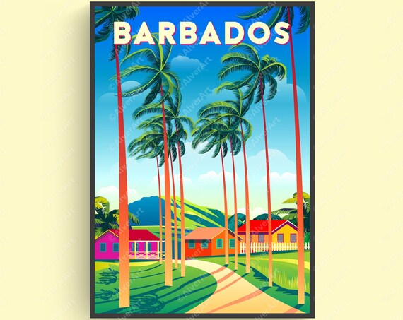 Caribbean Poster Barbados Poster Tropical Print Caribbean Travel Print Caribbean Wall Art Unframed