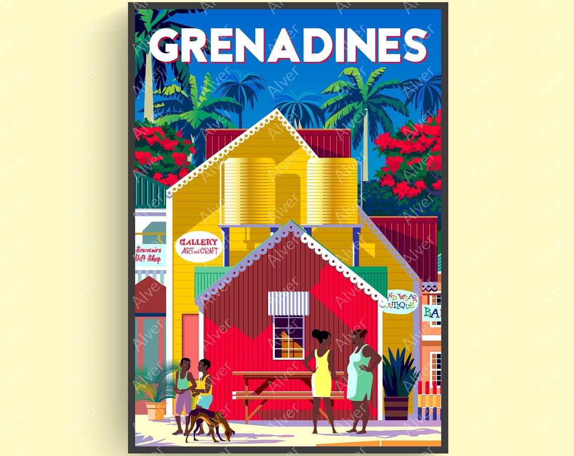 Caribbean Poster Grenadines Poster Tropical Travel Print Caribbean Wall Art Unframed