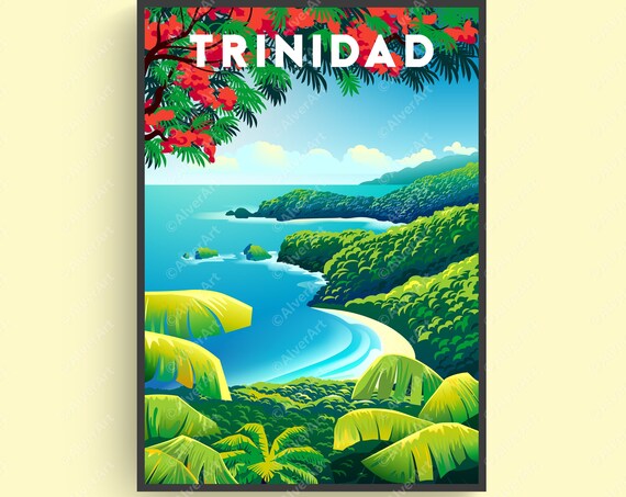 Caribbean Poster Trinidad Print Tropical Travel Print Caribbean Wall Art Art Unframed