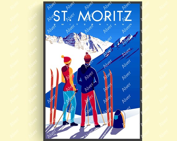 St Moritz Poster Switzerland Poster Switzerland Travel Print Swiss Alps Poster Wall Art Unframed