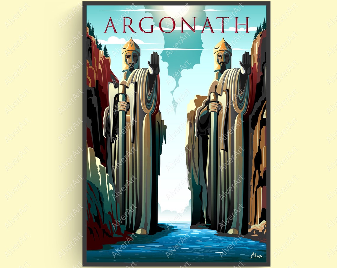Argonath Twin Statues Lord Of The Rings Fantasy Travel Poster
