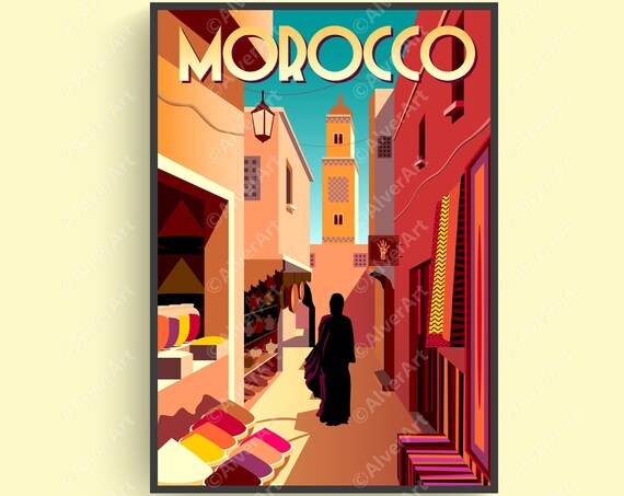 Morocco Poster Morocco Travel Print Marrakesh Poster Africa Poster Africa Wall Art Unframed