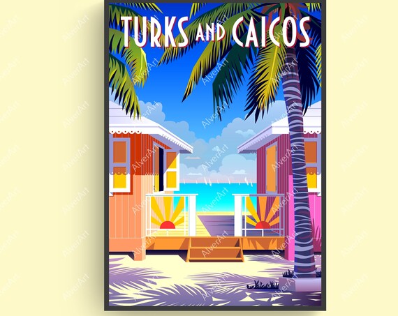Turks And Caicos Poster Caribbean Print Tropical Travel Print Caribbean Wall Art Beach Poster Unframed
