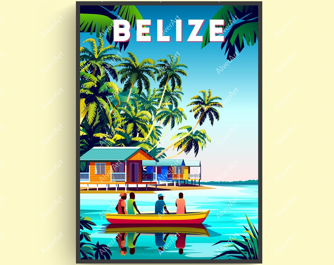 Caribbean Poster Belize Poster Tropical Travel Print Caribbean Wall Art Unframed