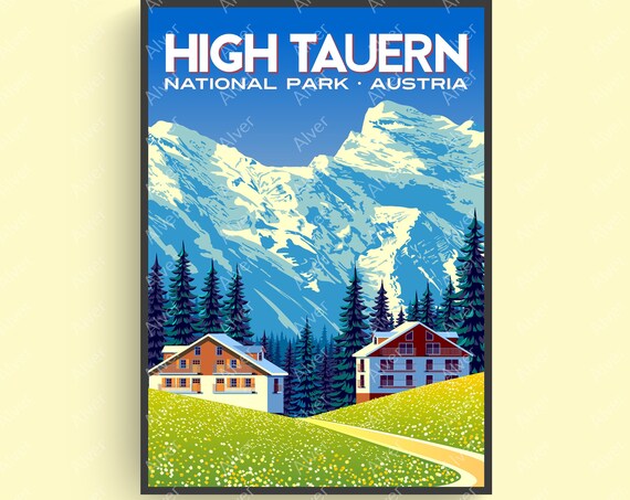 Austria Poster High Tauern Travel Print Mountain Poster Retro Style Wall Art Art Unframed