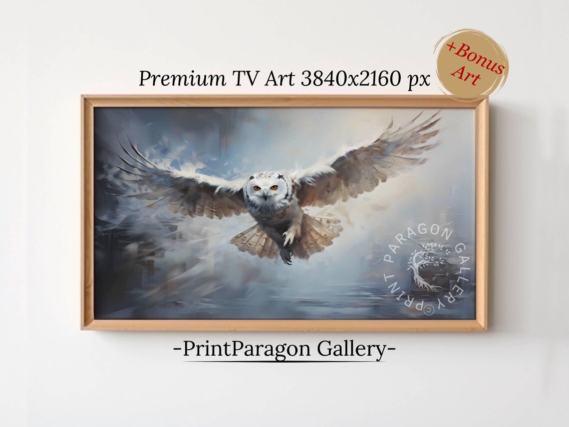 Snowy Owl Winter Forest Animal Art Print
