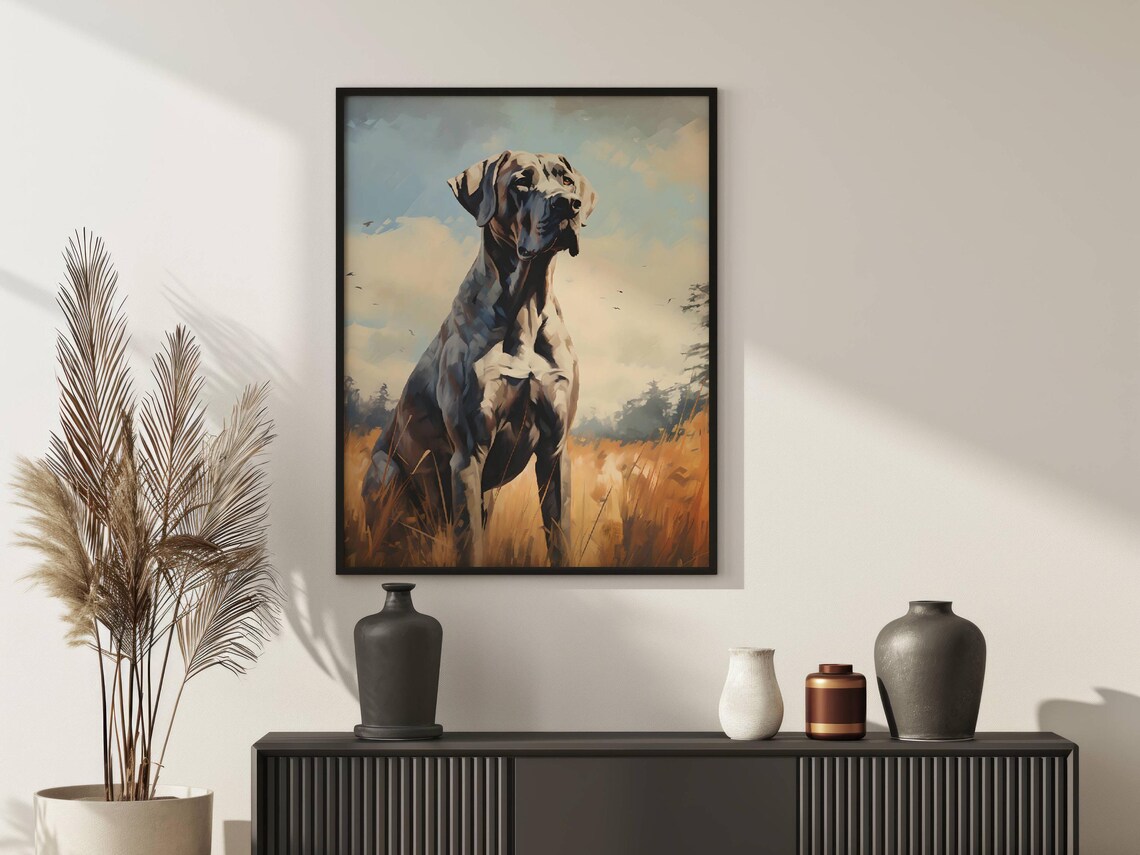 Noble Great Dane Portrait Standing in Golden Wheat Field Wall Art - Image 2