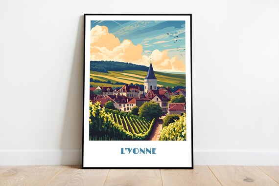 Yonne Handmade Poster Wall Art Modern Travel Framed Birthday Home Made Decor Gift Vector Illustration Print Painting Custom Text