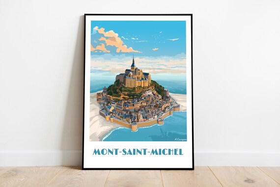 Montsaintmichel Handmade Poster Wall Art Modern Travel Framed Birthday Home Made Decor Gift Illustration Print Painting Custom