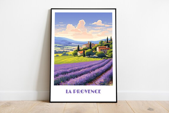 La Provence Lavender Fields Stone Farmhouse Retro Travel Poster