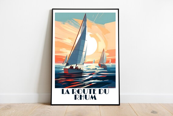 Handmade La Route Du Rhum Travel Poster For Vintage Art Lovers Print Wall Decor Gift Personalized Custom Text Birthday Dad