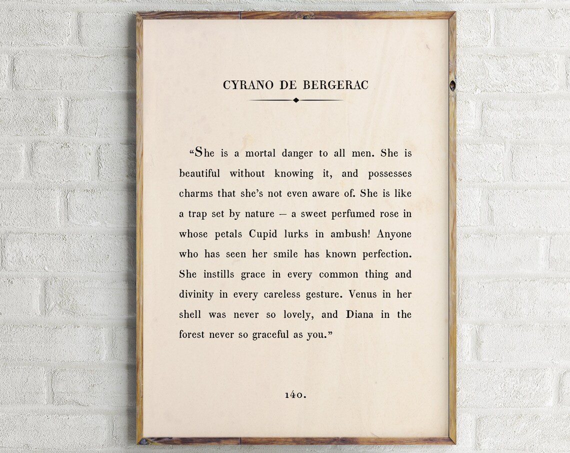 Cyrano De Bergerac Book Passage Quote Art Print