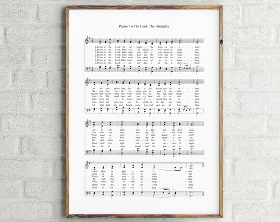 Praise to the Lord the Almighty Hymn Sheet Music Faith Song Wall Art