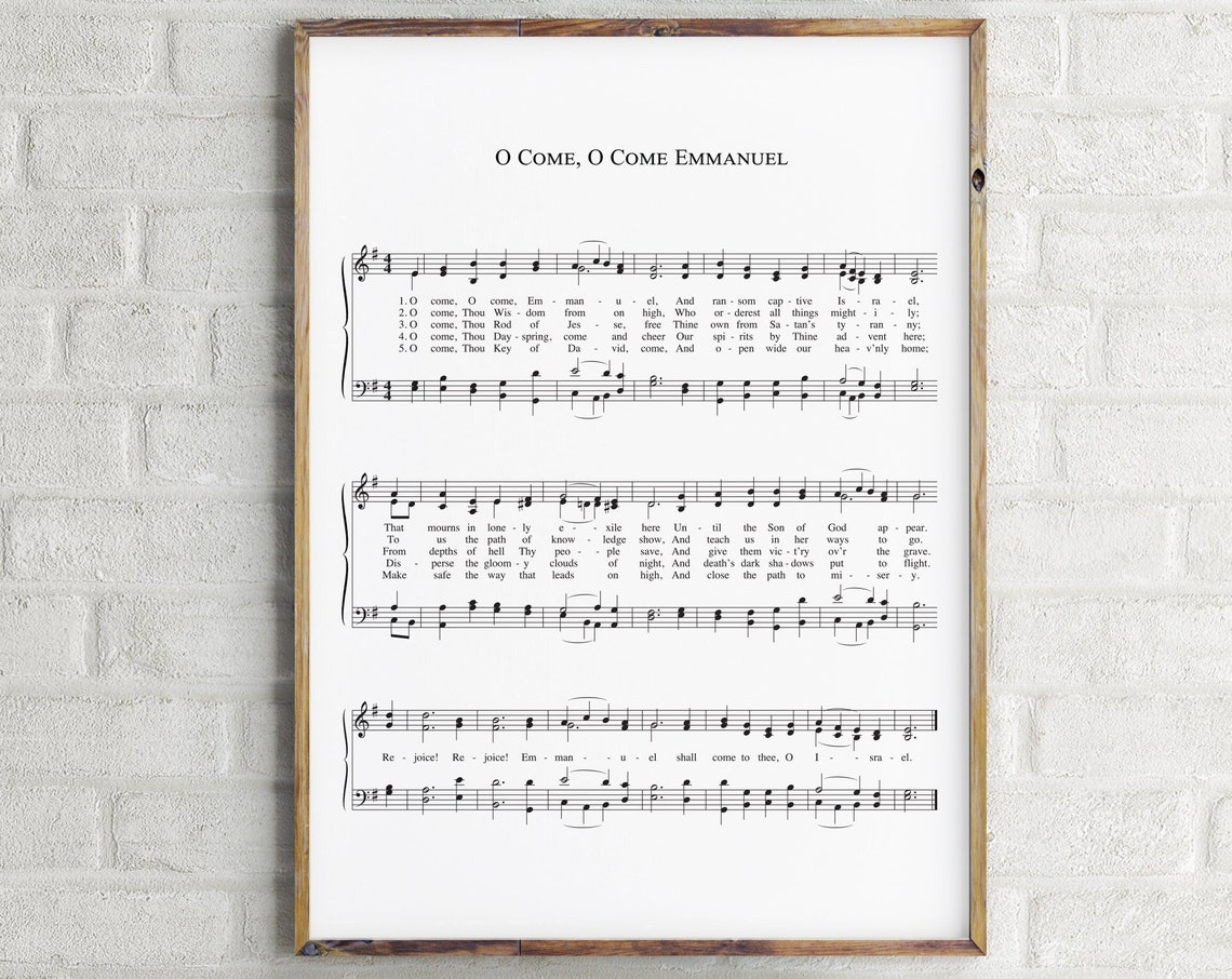 O Come O Come Emmanuel Advent Carol Hymn Sheet Music Score Poster