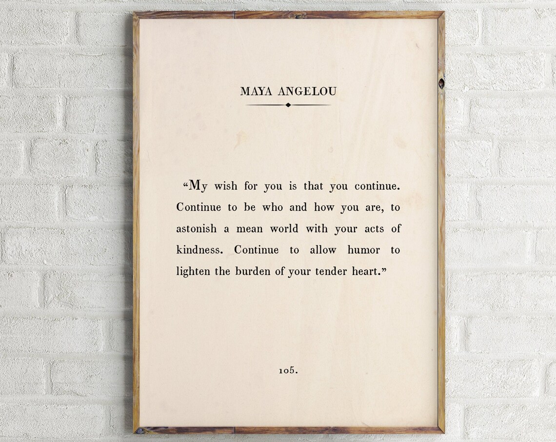 Maya Angelou Quote Book Passage Vintage Poster