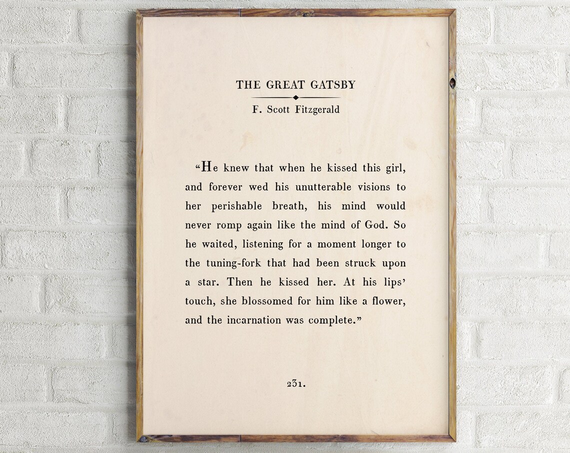 The Great Gatsby F. Scott Fitzgerald Quote Art Print