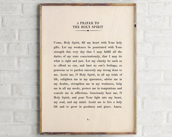 A Prayer To The Holy Spirit Wall Art Bible Verse Poster Holy Spirit Prayer Christian Sign Religious Scripture Print Catholic Art