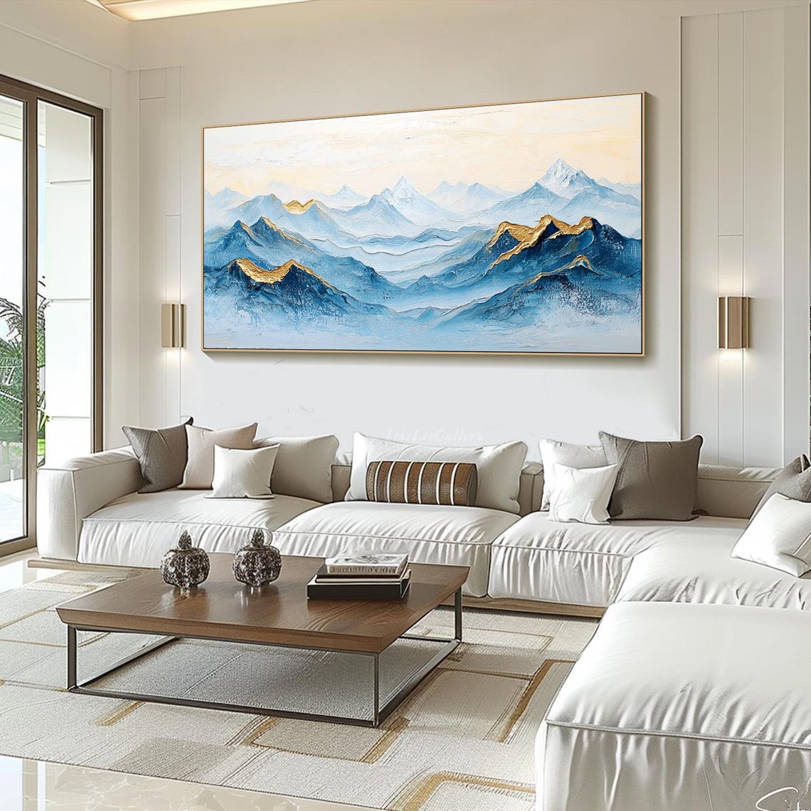 Mountain Painting On 3d Textured Framed Plaster Style Wall Art Golden Peak Vibrant Abstract Impasto Painting Living Room Decor - Image 4