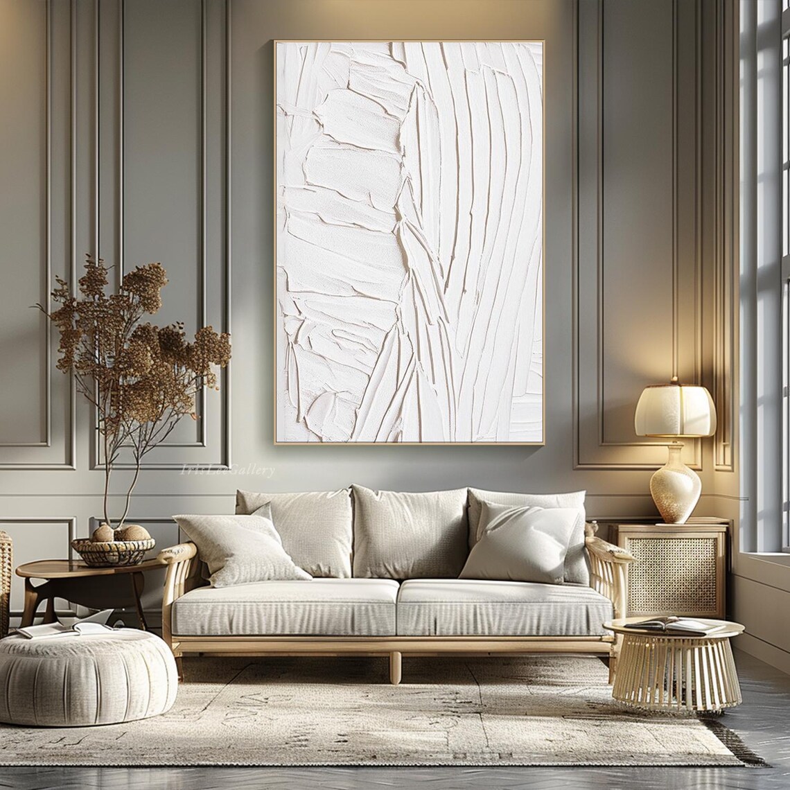 3d Minimalist White Abstract Painting Large Neutral Art Handmade Texture Art Scandinavian Home Decor Impasto Livingroom Wall Art - Image 2