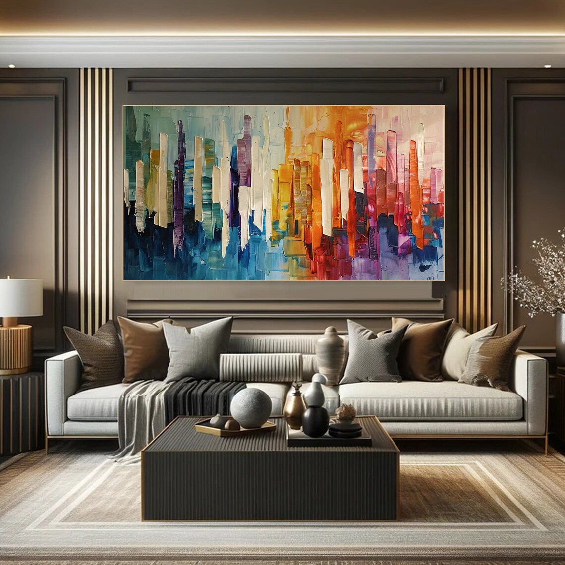 Abstract Colorful Cityscape Skyline Wall Art Print - Image 2