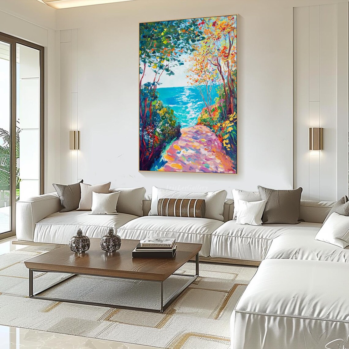 Original Vibrant Coastal Painting On 3d Textured Wall Art Colorful Seascape Art Modern Handmade Nautical Art Unique Living Room Art - Image 2