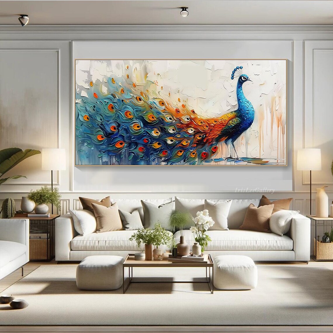 3D Peacock Textured Wall Art, Bird Painting - Image 2