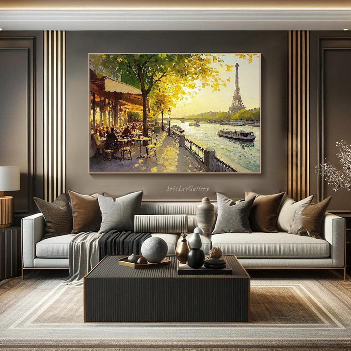 Parisian Cafe by the Eiffel Tower, Impressionist Art Print - Image 3