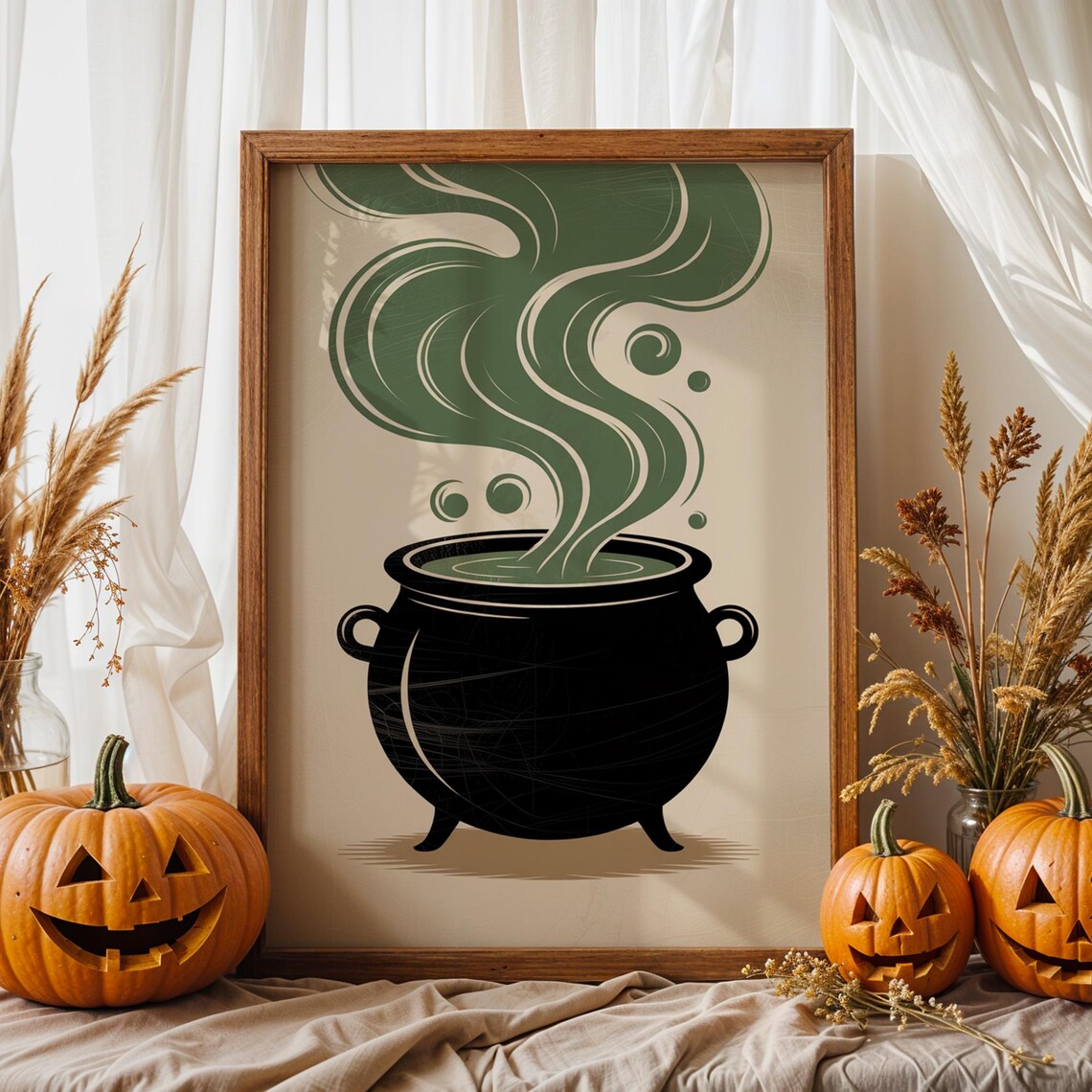 Witchs Cauldron Halloween Print Minimalist Potion Art