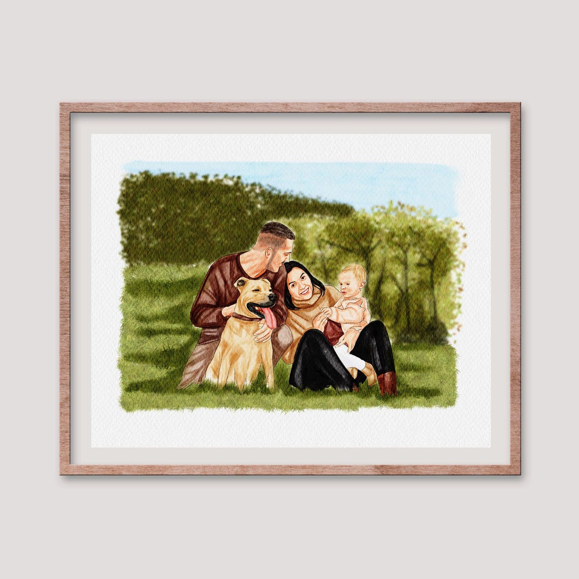 Custom Family Fun Run with Dog Fall Forest Watercolor Poster - Image 2