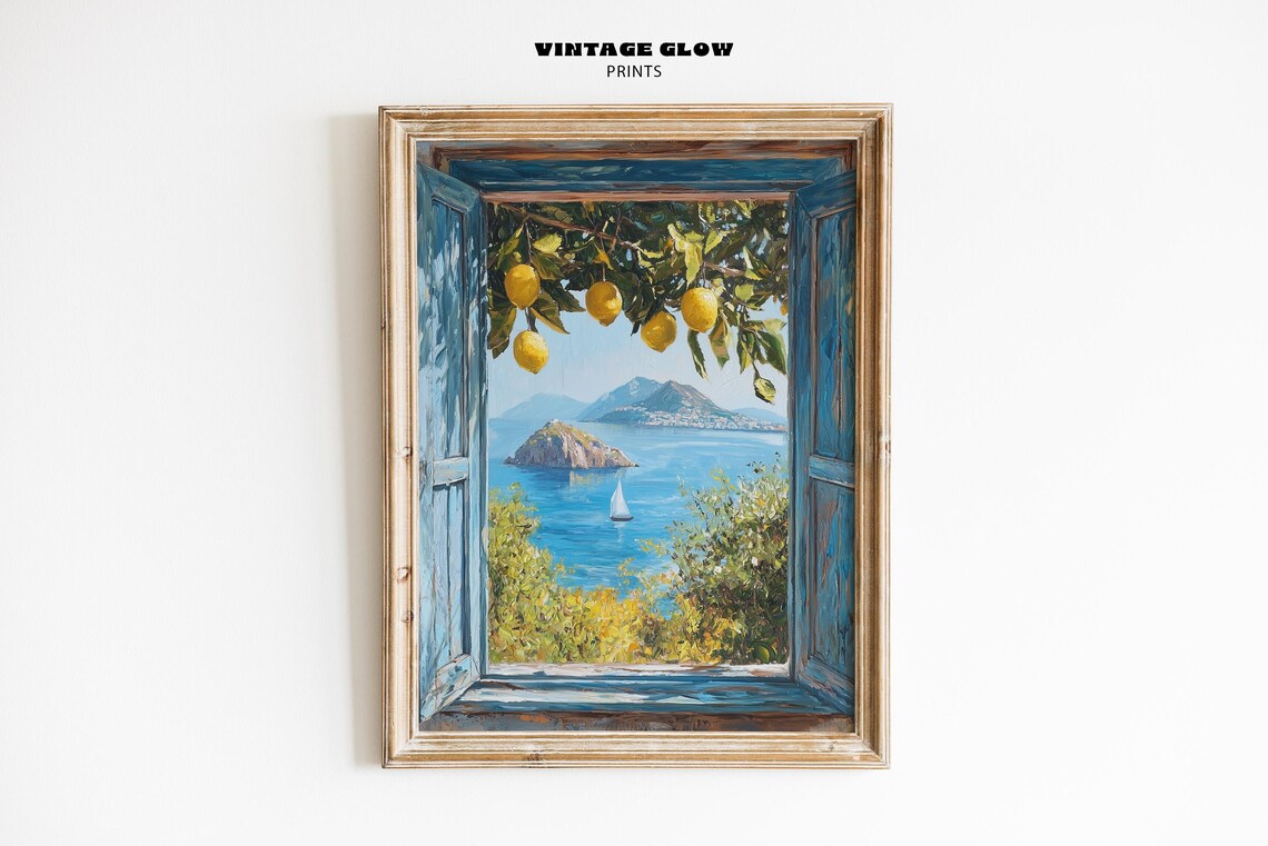 Coastal Lemon Tree Italian Window View Art Print