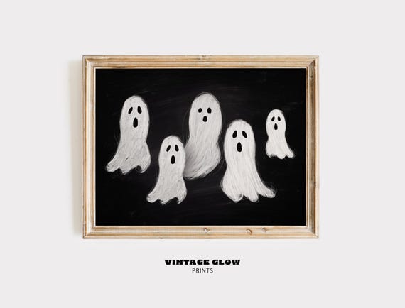 Spooky Halloween Wall Art Print Modern Farmhouse Black White Decor Minimalist V461