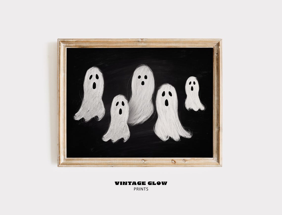 Spooky Halloween Wall Art Print Modern Farmhouse Black White Decor Minimalist V461