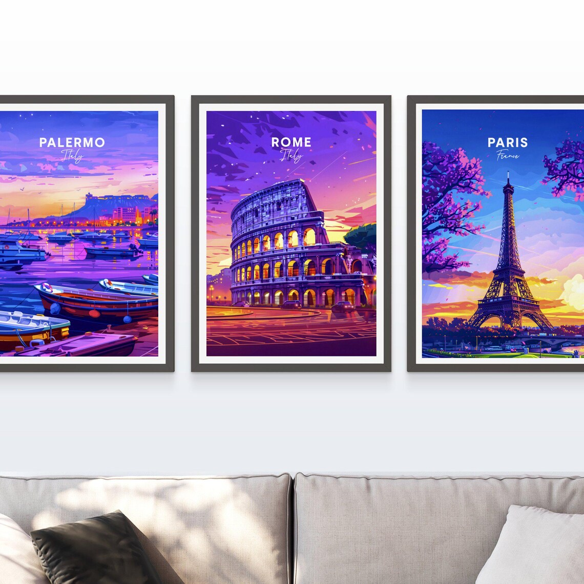 Rome Italy Colosseum Dusk Glow Lit Arches Night View Travel Poster - Image 3