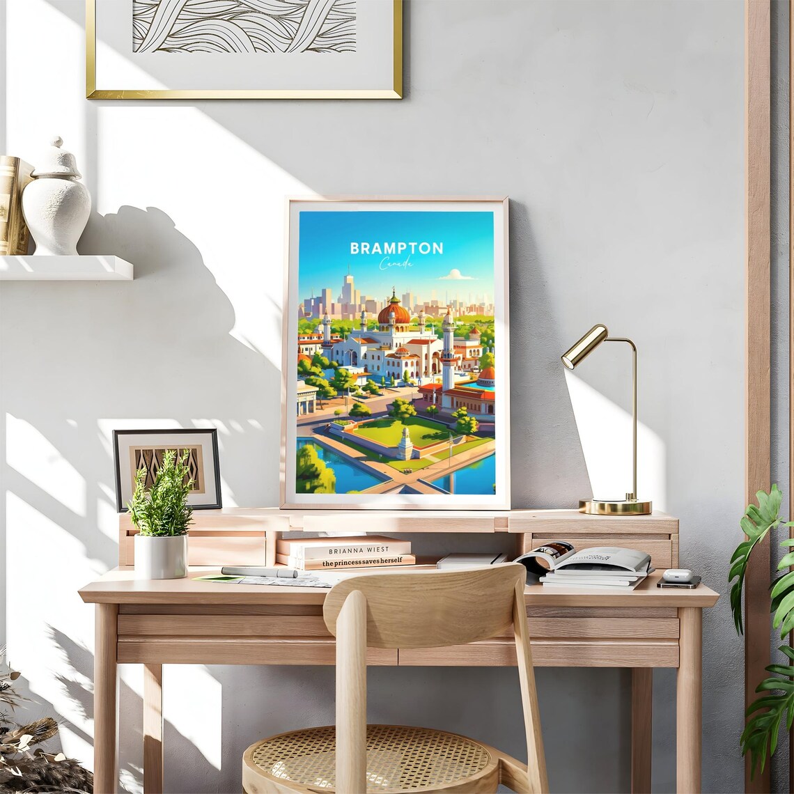 Brampton Canada White Domed Palace Minarets Garden View Poster - Image 4