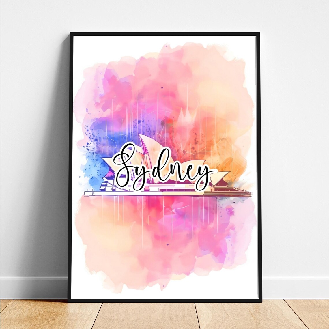 Sydney Australia Opera House Sails Watercolor Travel Art Poster