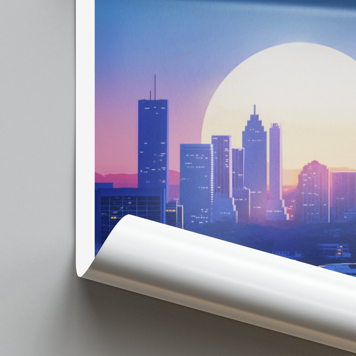 Atlanta Georgia Skyline at Sunset Under Big Sun Travel Poster - Image 2