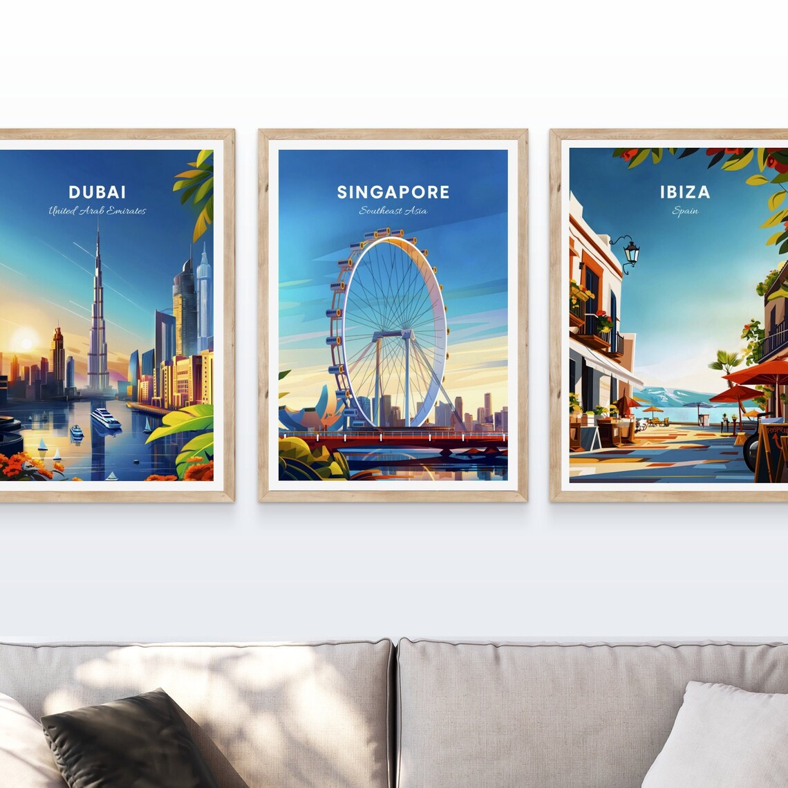 Singapore Flyer Ferris Wheel Marina Bay Skyline Vintage Travel Poster - Image 4