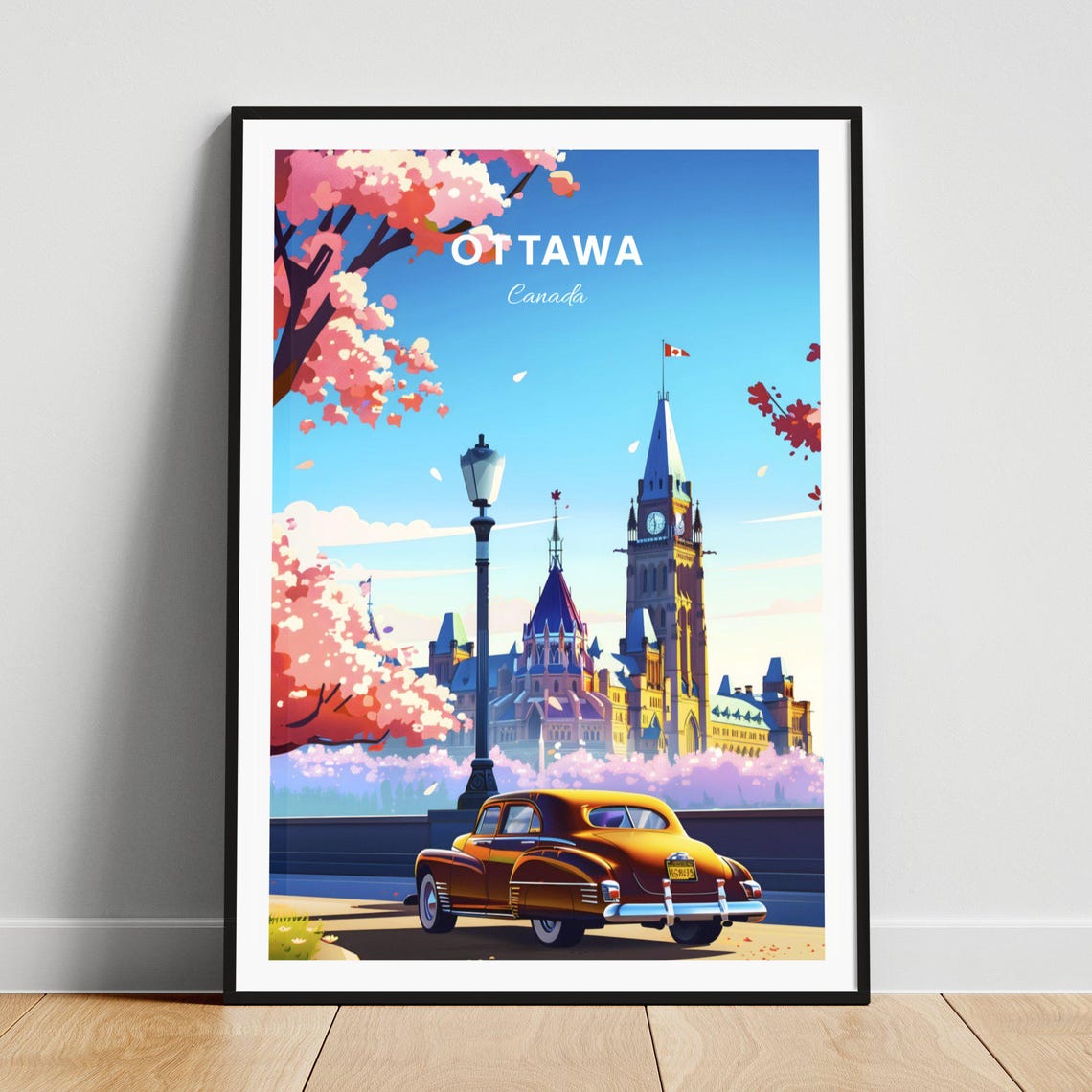 Ottawa Canada Parliament Hill Peace Tower Spring Travel Poster