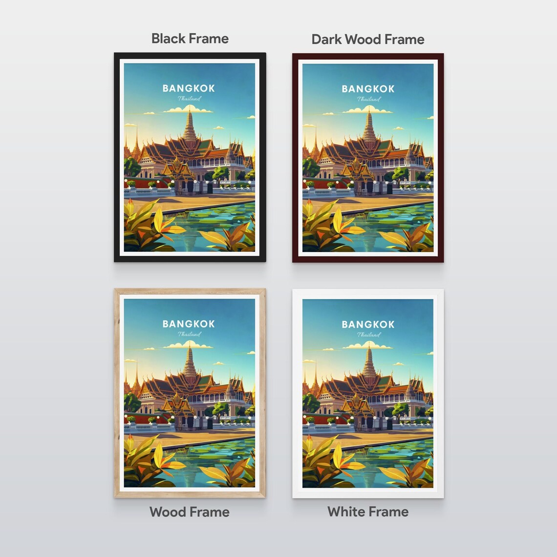 Bangkok Thailand Grand Palace Golden Temples Riverside Travel Poster - Image 2