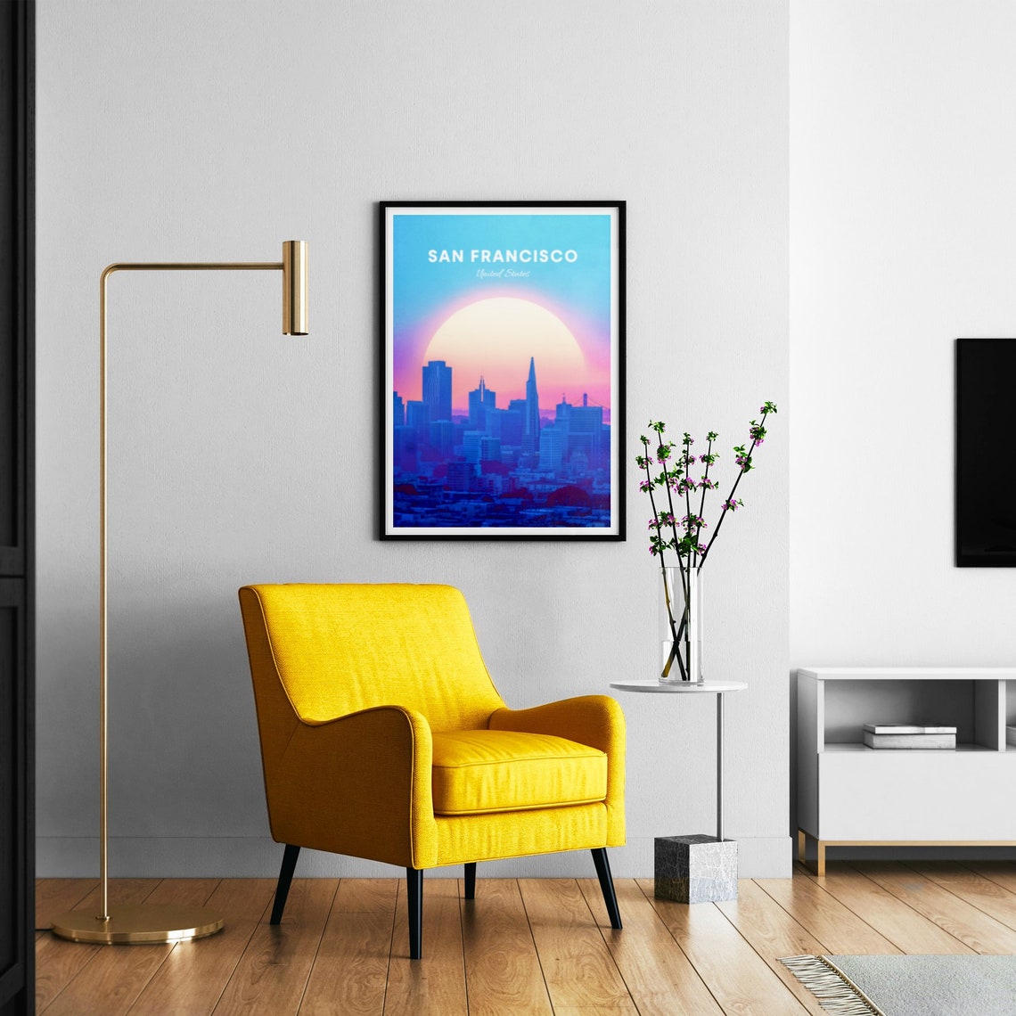 San Francisco Downtown Skyline Sunset with Bay Bridge Poster - Image 3
